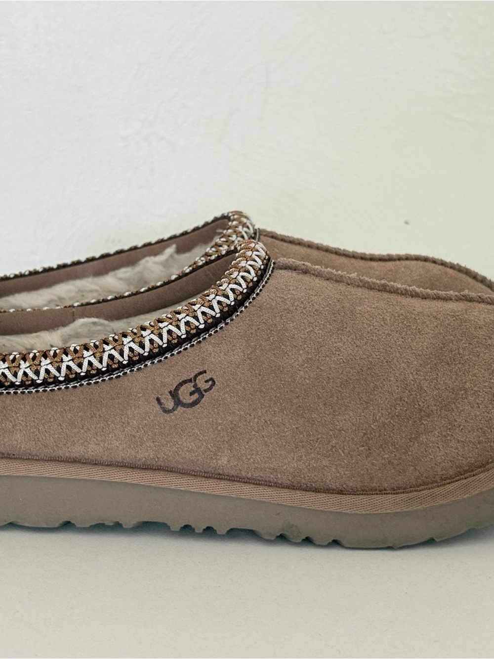 UGG Women's Slip-On Slipper in Chestnut Suede with Braided Trim